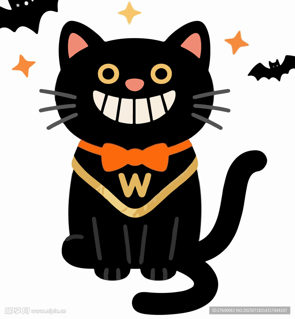 万圣节黑猫插画