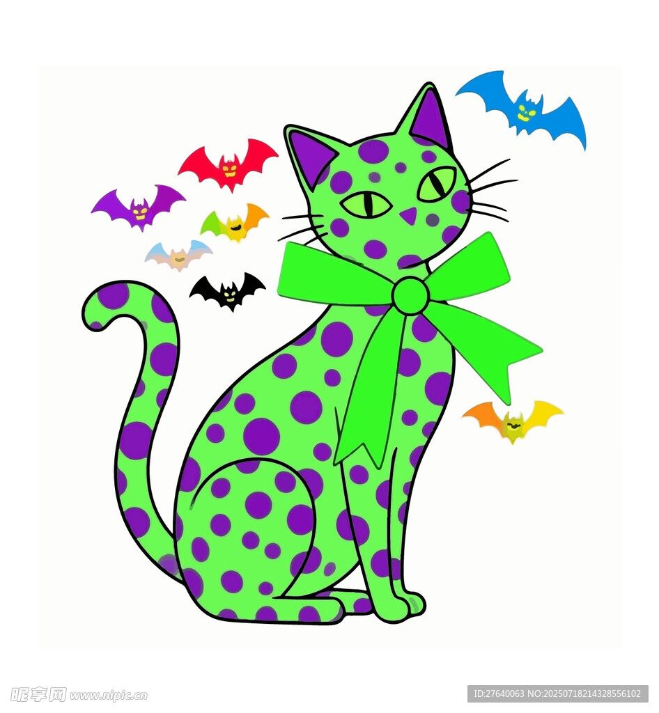 万圣节黑猫插画
