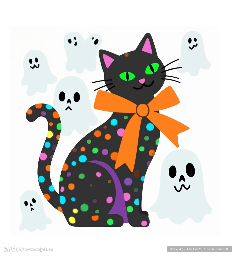 万圣节黑猫插画