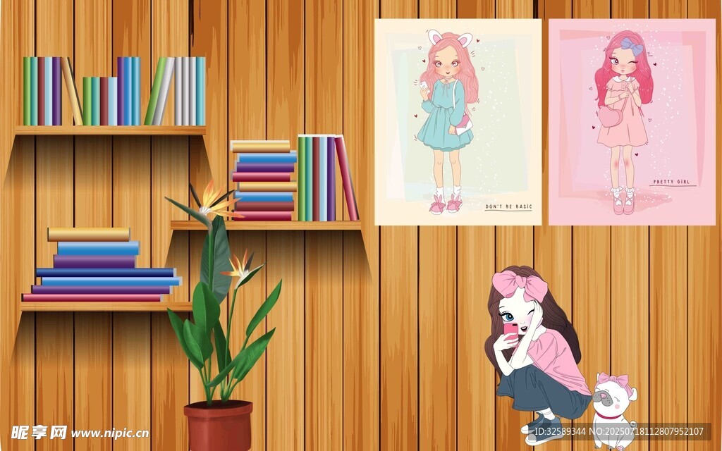 温馨木质风书房一角