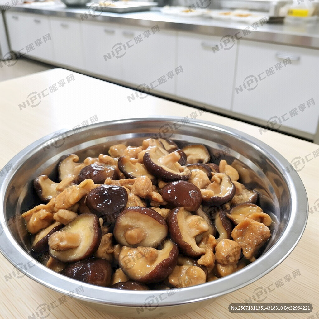 在食堂里；用不锈钢盆