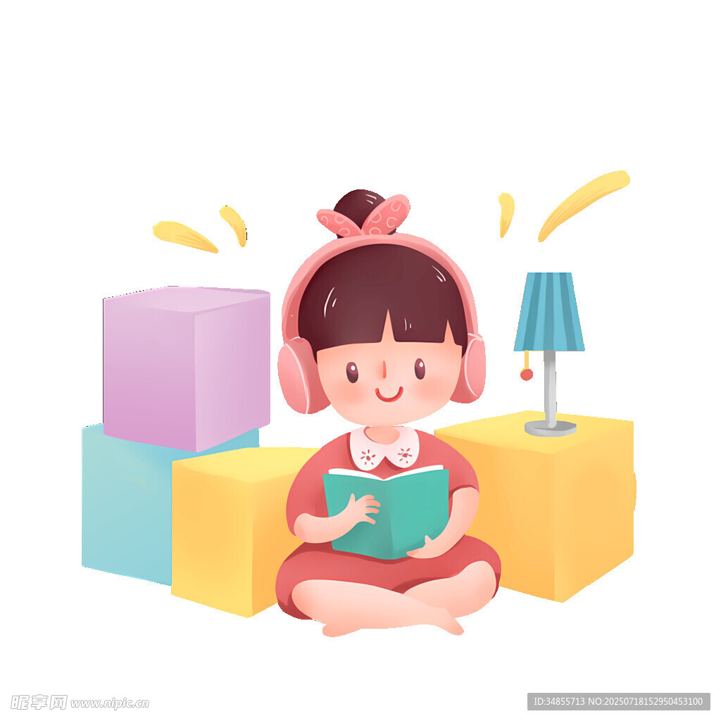小女孩专注阅读美好瞬间