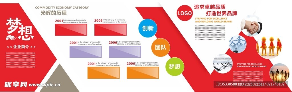 红色企业文化墙