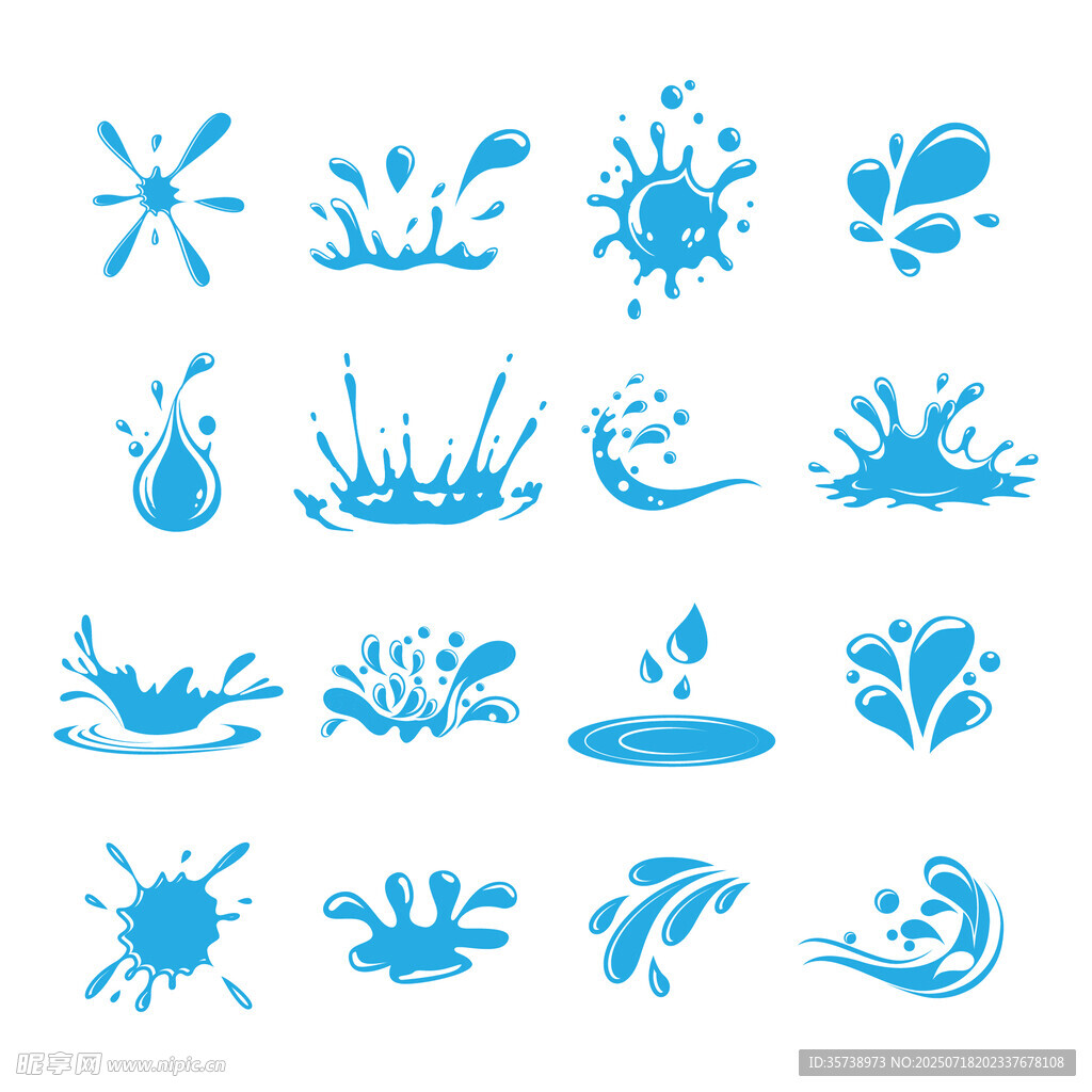蓝色水花水滴