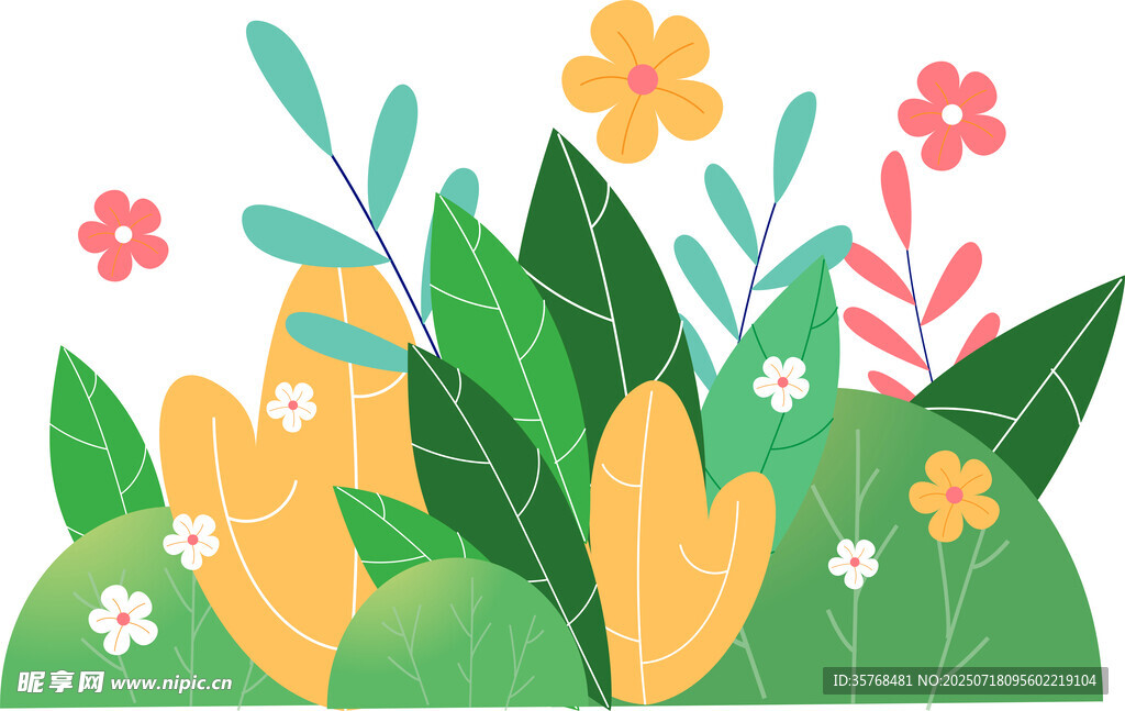 春日花卉绿植插画