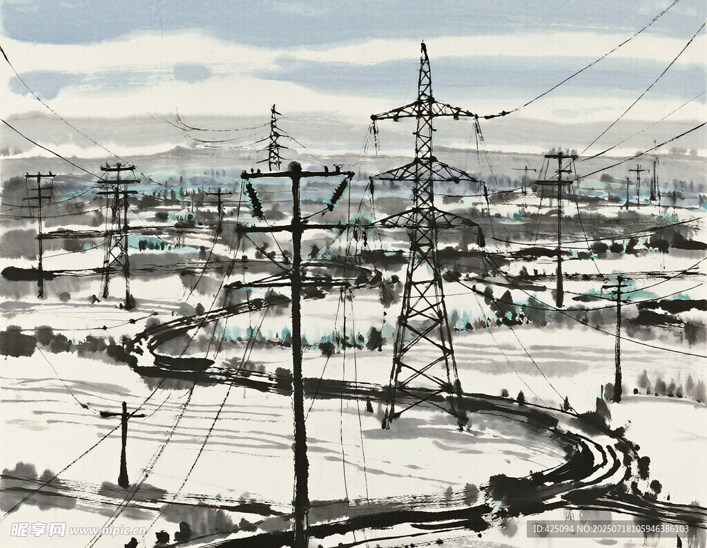 雪后 电塔景观