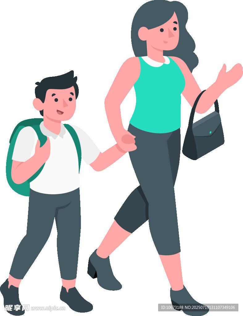 妈妈送孩子上学场景