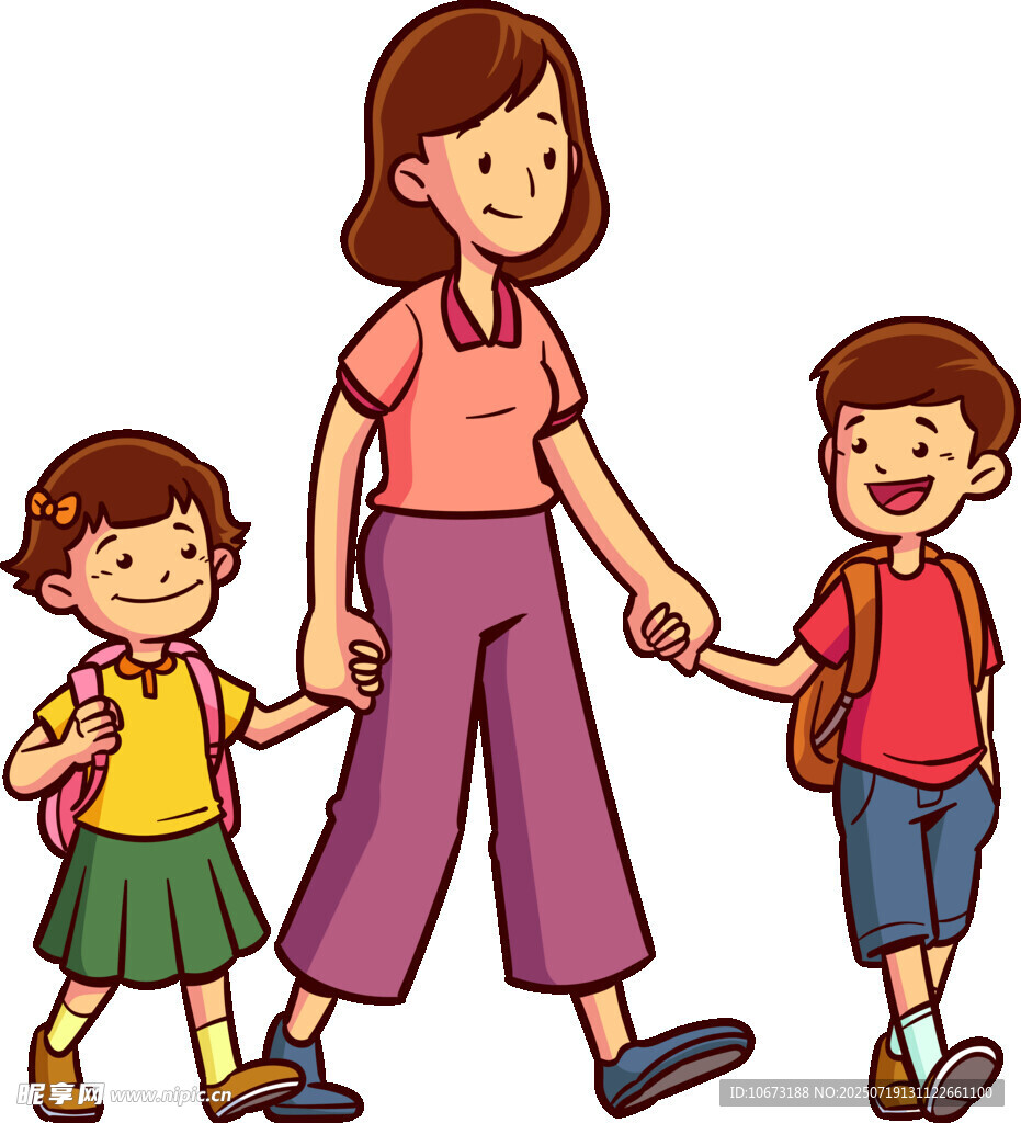 妈妈送孩子上学