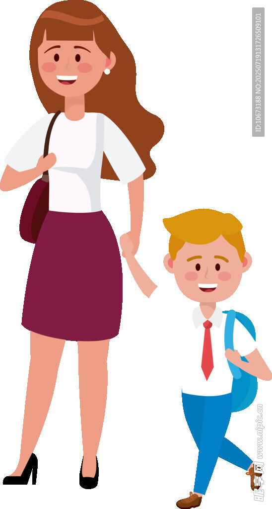 妈妈与孩子牵手出行