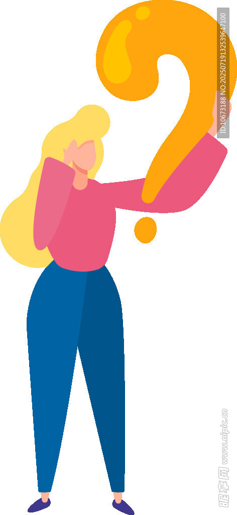 女子举问号