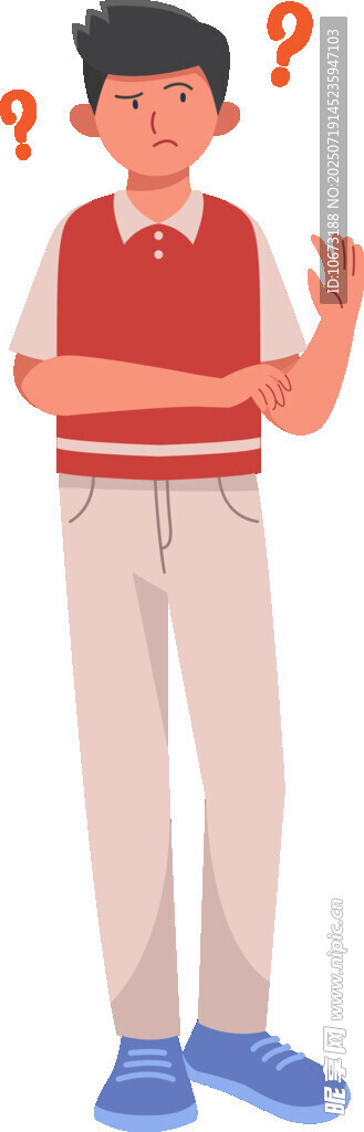 困惑的红衣男子