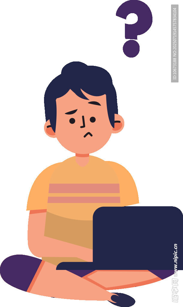 困惑的男孩与笔记本电脑