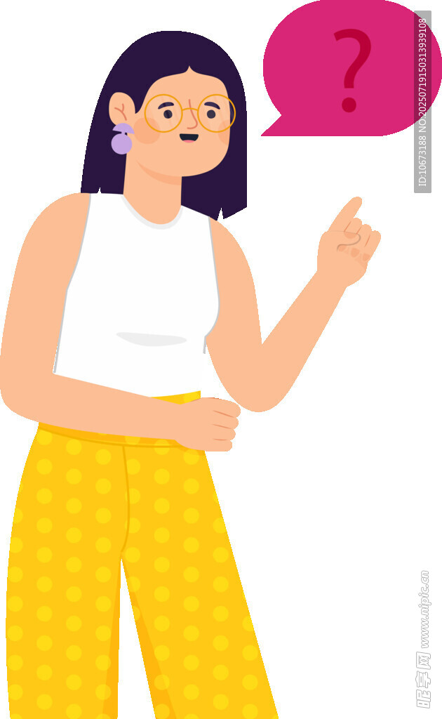 疑惑女子手势与问号示意