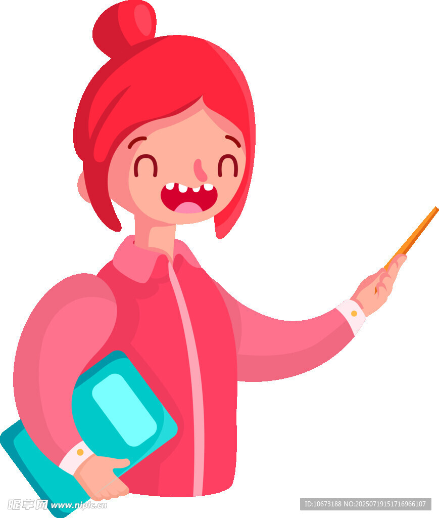 女教师授课手持教鞭与书本