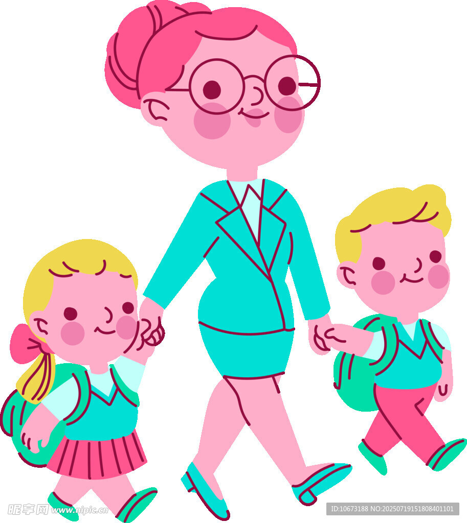 老师带学生快乐上学路
