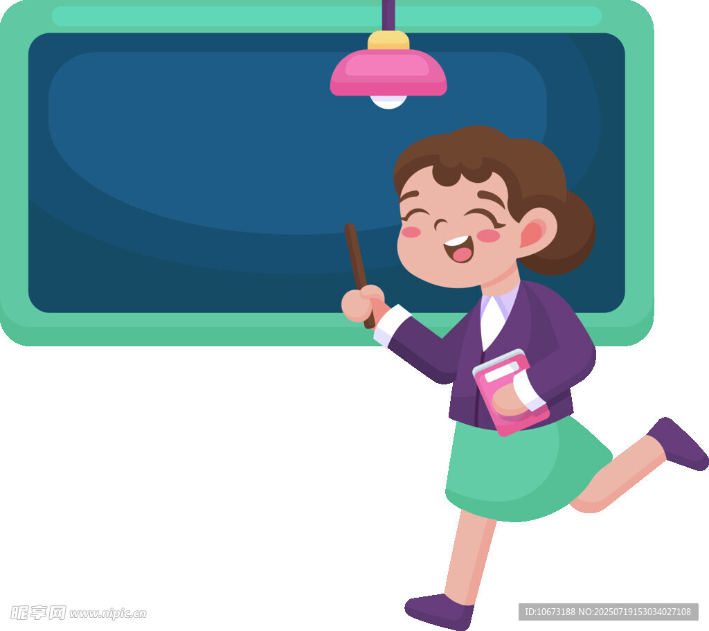 女孩欢快跑向黑板