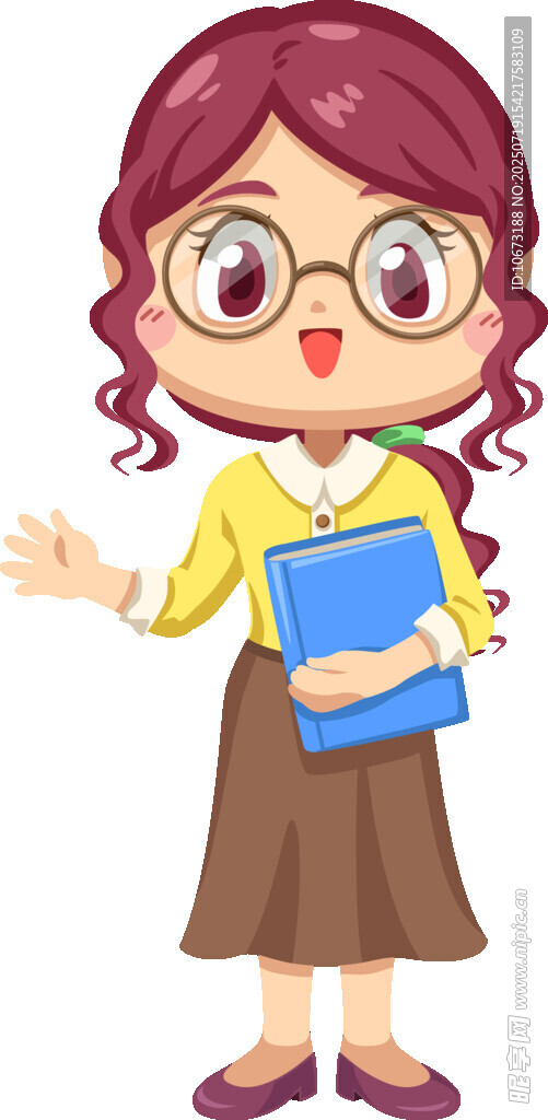 可爱女教师手持书本示意