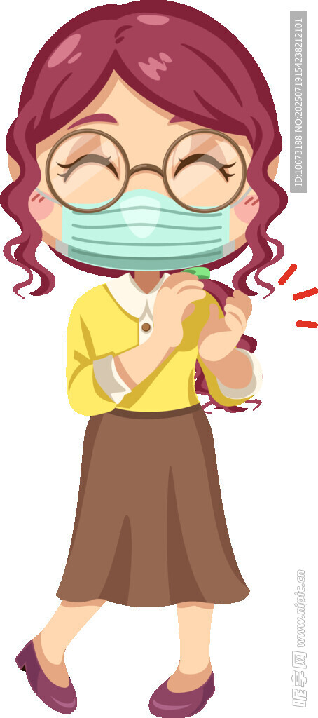 戴口罩咳嗽的女士