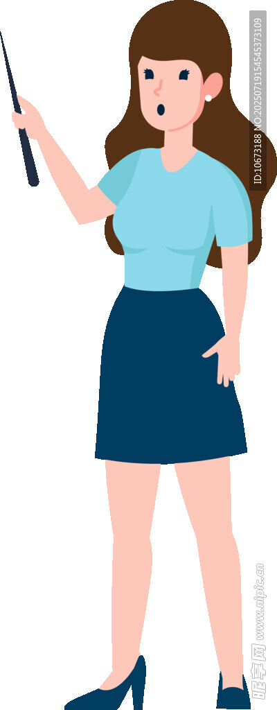 女教师持教鞭授课