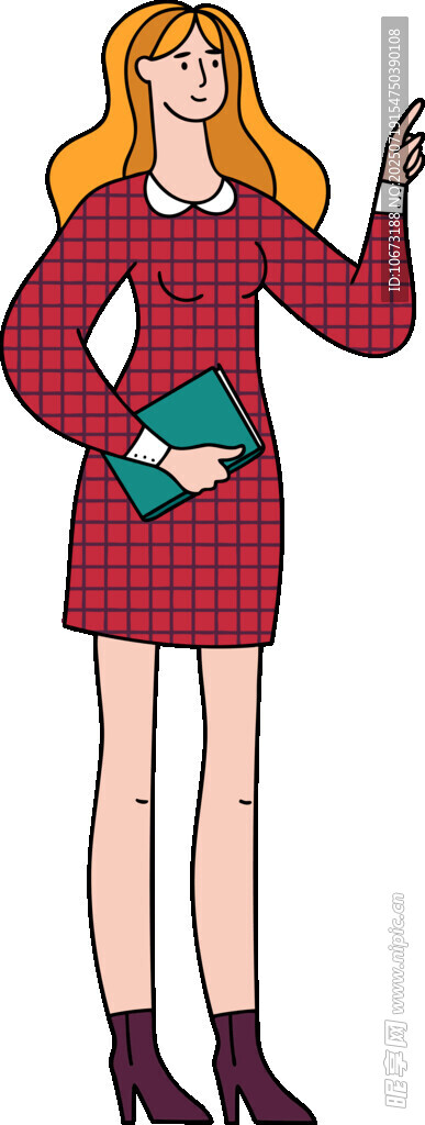 时尚女子手持书本与手机