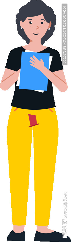 女子手持书本站立