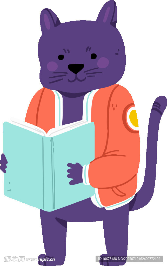 读书的紫色猫咪