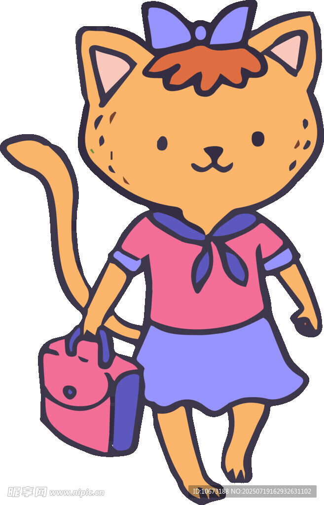 穿裙提包的可爱猫咪