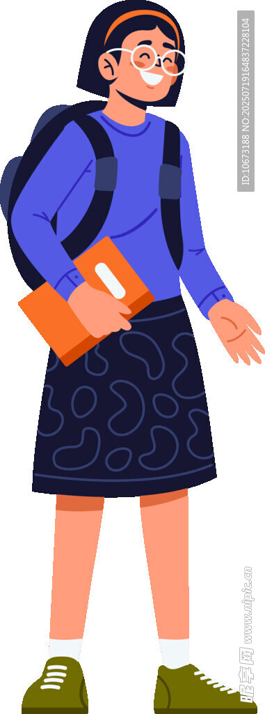 背着书包的可爱学生女孩