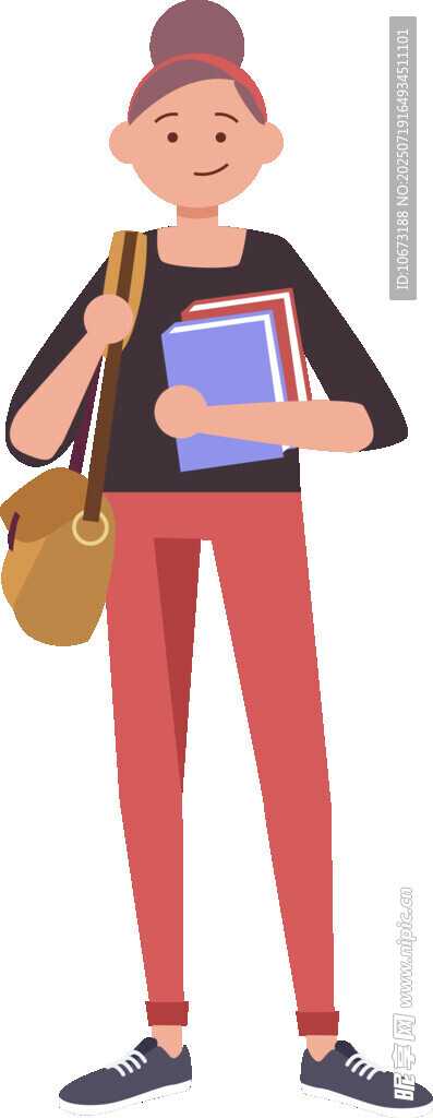 背着包手持书本的女生