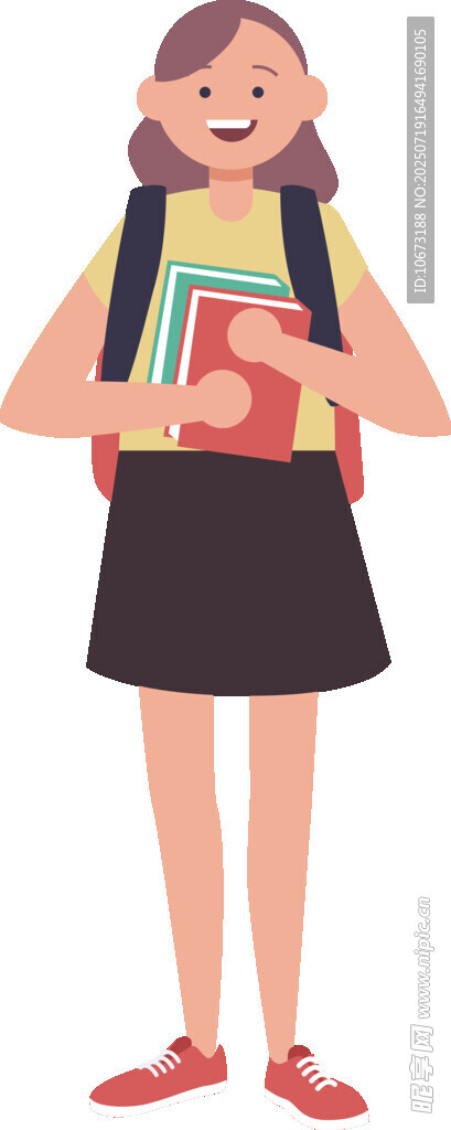 背着书包的快乐女学生