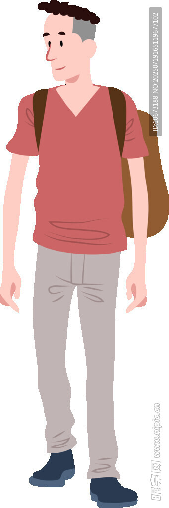 背着书包的休闲男生