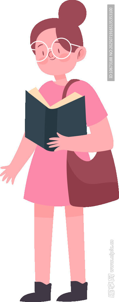 女孩捧书站立