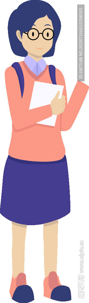 背着书包的可爱女学生