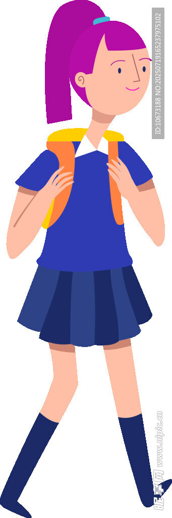 穿校服背书包的可爱女孩