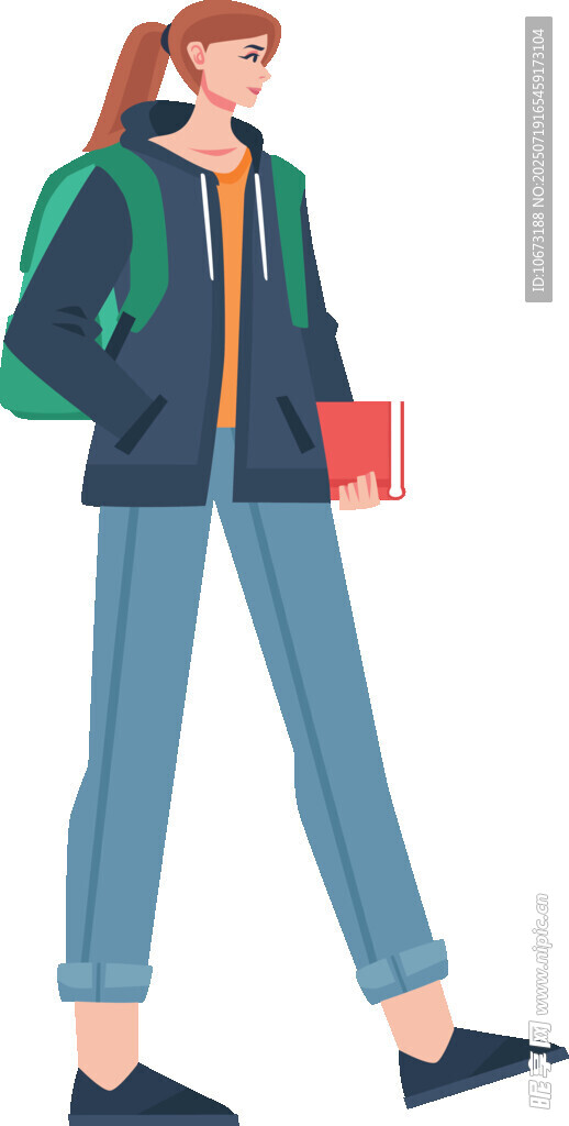 背着书包的青春女学生