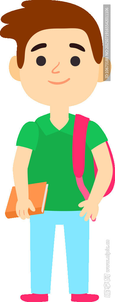 背着书包的上学男孩