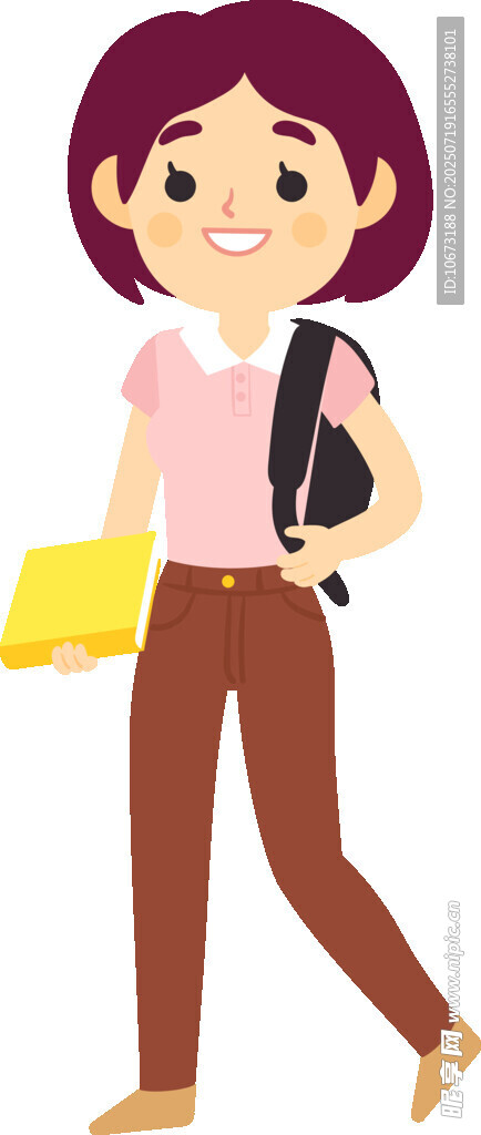 背着书包的上学女孩