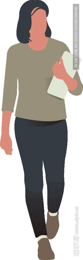 手持纸张行走的女性