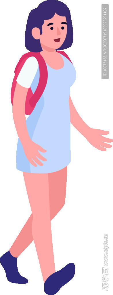 背着书包行走的女孩