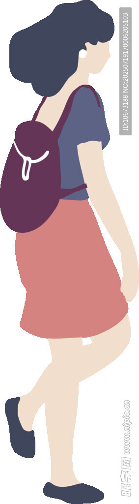 背着书包的行走女孩