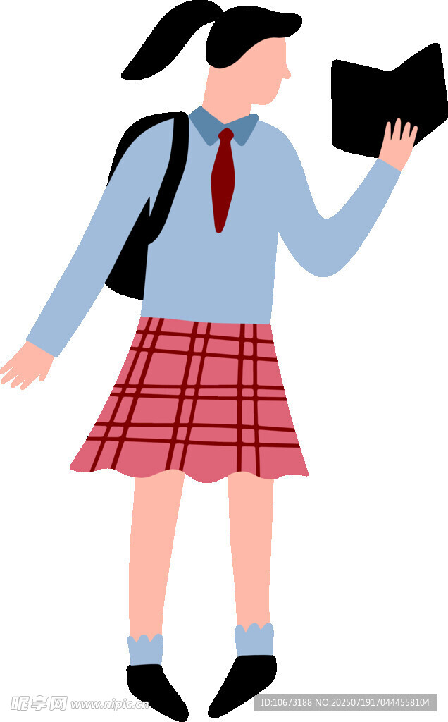 背着书包的校服女孩