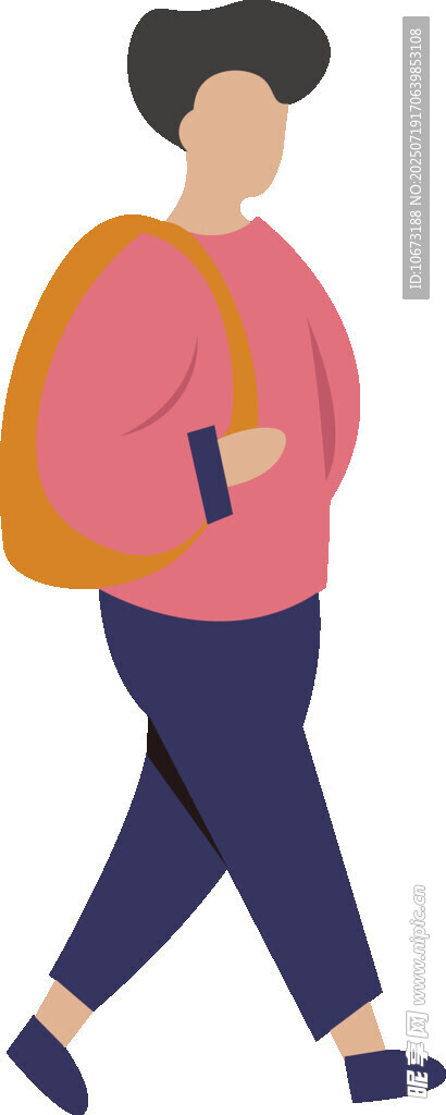 背着书包行走的少年