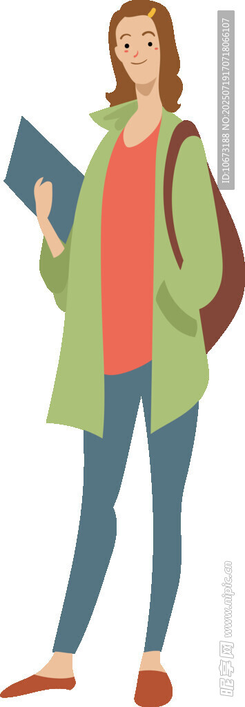 手持书本的时尚年轻女性