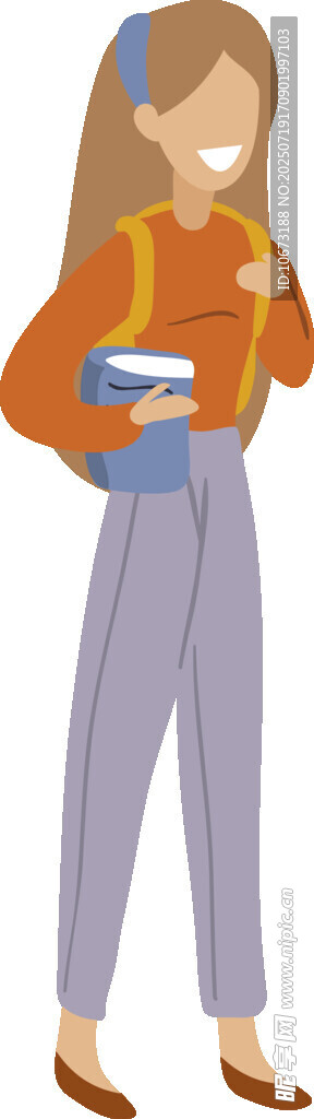 背着书包的活力女学生