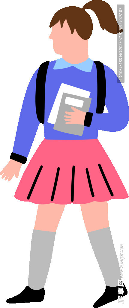背着书包的可爱女学生
