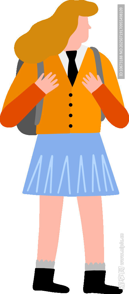 背着书包的青春女学生