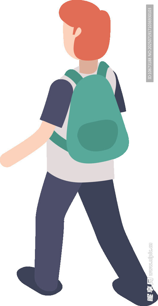 背着书包行走的少年
