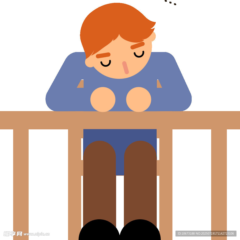 疲惫男孩趴在栏杆上休息