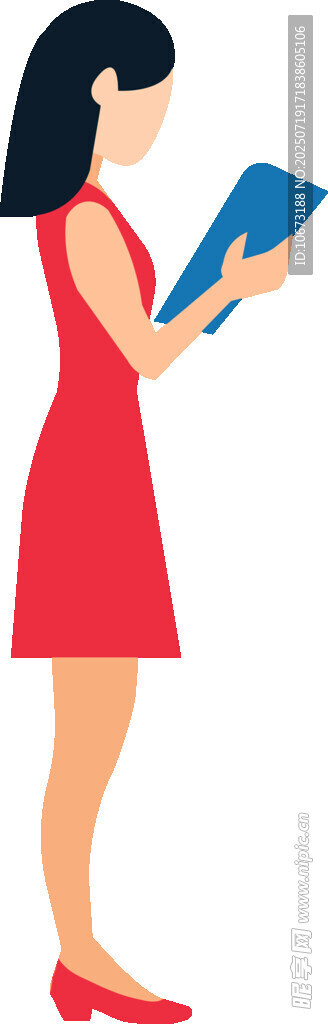 红衣女子专注阅读书籍