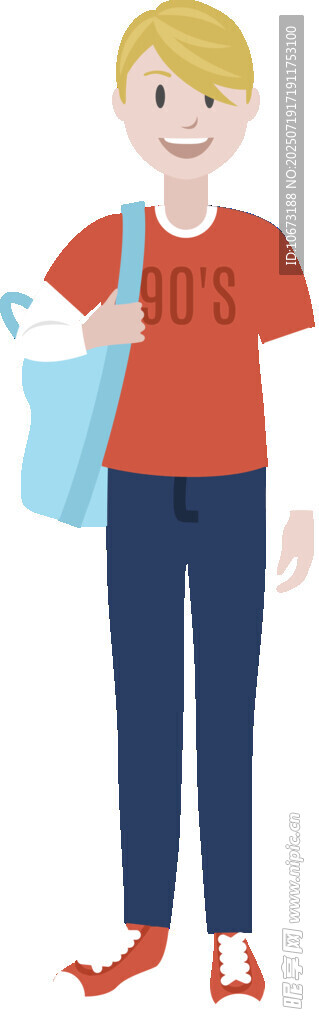 背着包的休闲金发男子